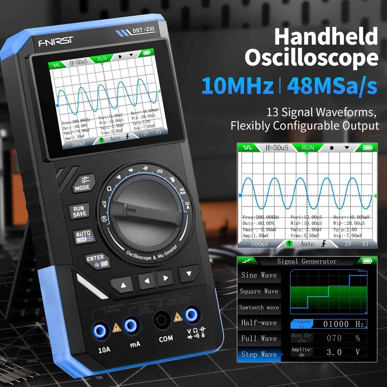 Oscilloscope Dso Mini - ออสซิลโลสโคปดิจิตอลแบบพกพาขนาดเล็ก แบนด์วิดท์ 200KHz อัตราการสุ่มตัวอย่าง 2.5MS/s สำหรับงานซ่อมอิเล็กทรอนิกส์
