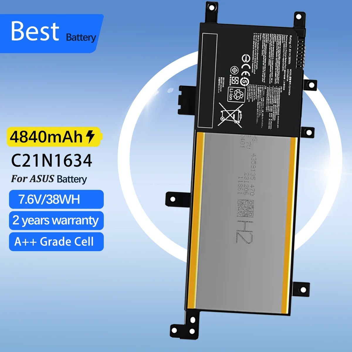 

C21N1634 Аккумулятор для ноутбука ASUS A580U X580U X580B A542U R542U R542UR X542U V587U FL5900L FL8000U 38WH 7,6 В