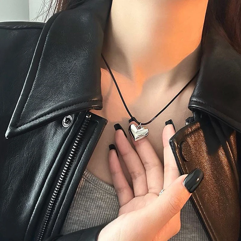 الرجعية الأسود حبل القلب شل قلادة قلادة للنساء الفتيات نجم البحر سلسلة الترقوة قلادة مجوهرات هدية اكسسوارات