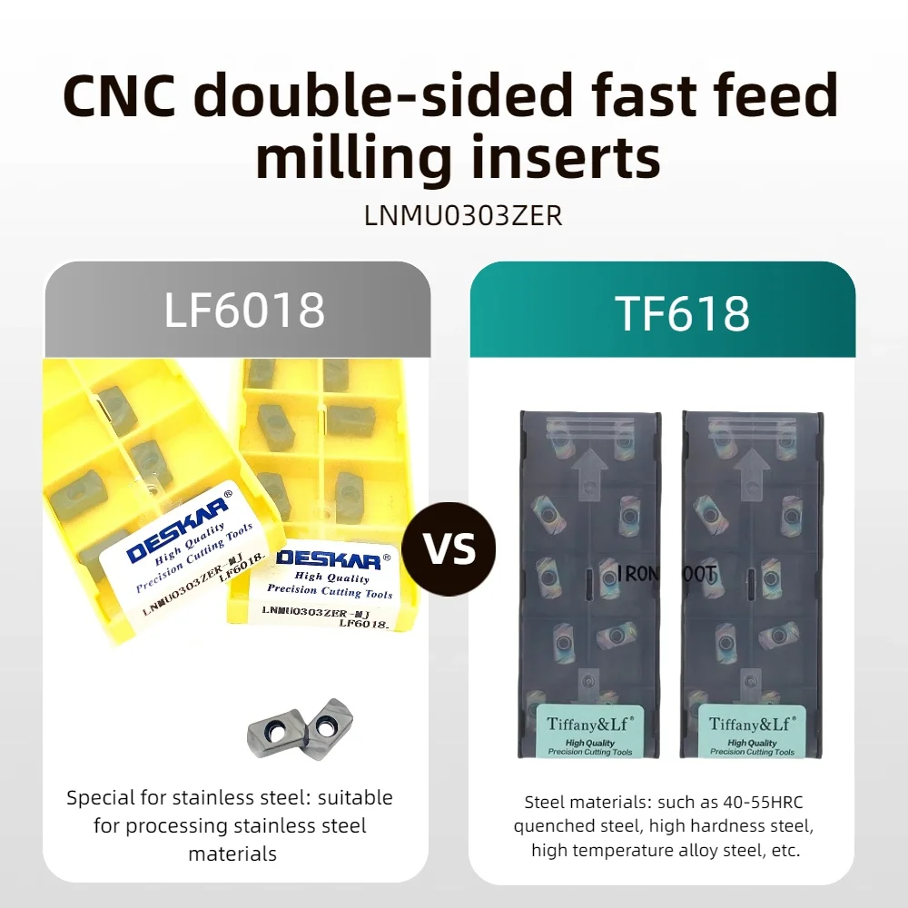 

DESKAR Indexable Milling Insert LNMU0303ZER-MJ LF6018 TF618 Carbide Inserts Lathe Machining Milling Tool Lathe Cutting Insert