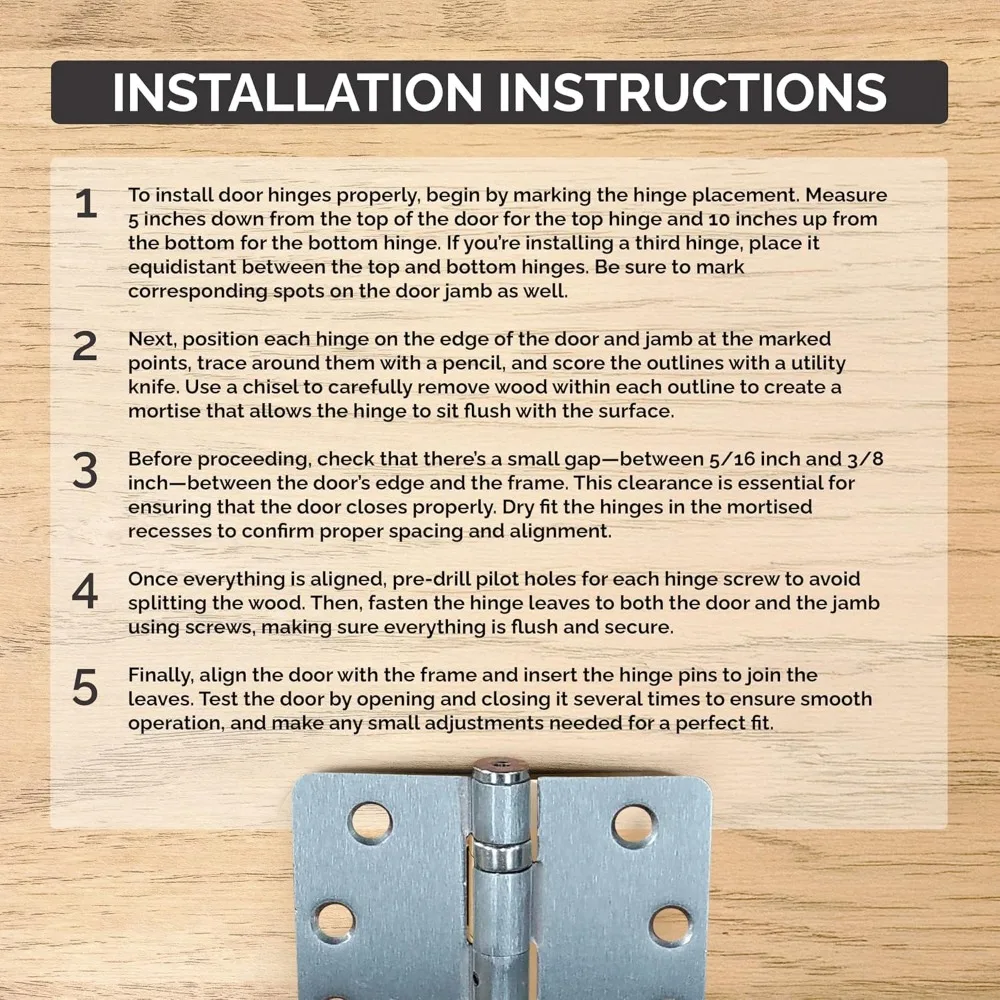 مفصلات محمل كروي زاوية مربعة شديدة التحمل مقاس 3.5 بوصة مع دبوس قابل للإزالة - مفصلات أبواب فولاذية سوداء، 20 عبوة