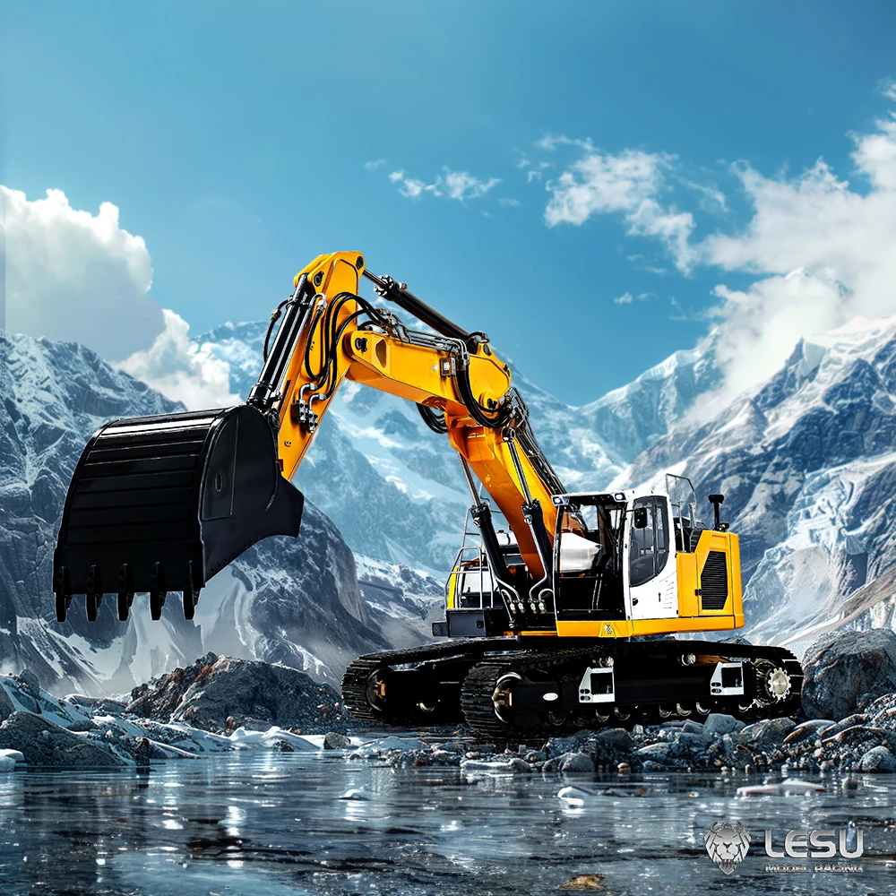 1/14 RTR LESU LR945 3 Arms RC Hydraulic Excavator PL18EV Lite Radio Control Digger Model Heavy Machine with Light System Toy