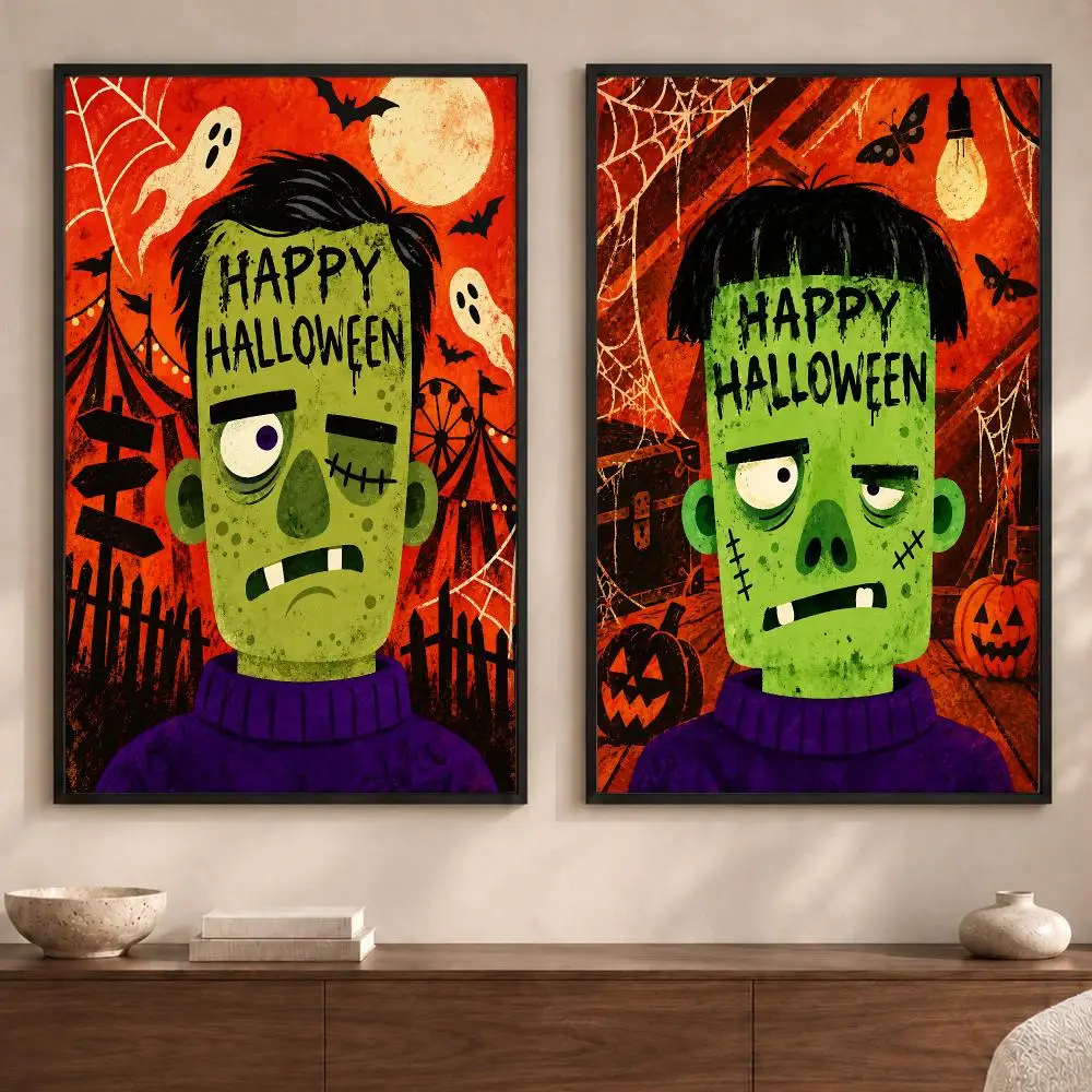 Festival H-Halloween Goofy ZombieS Poster Art  Self-Adhesive No Glue Residue Wall Sticker for Home Office Nursery