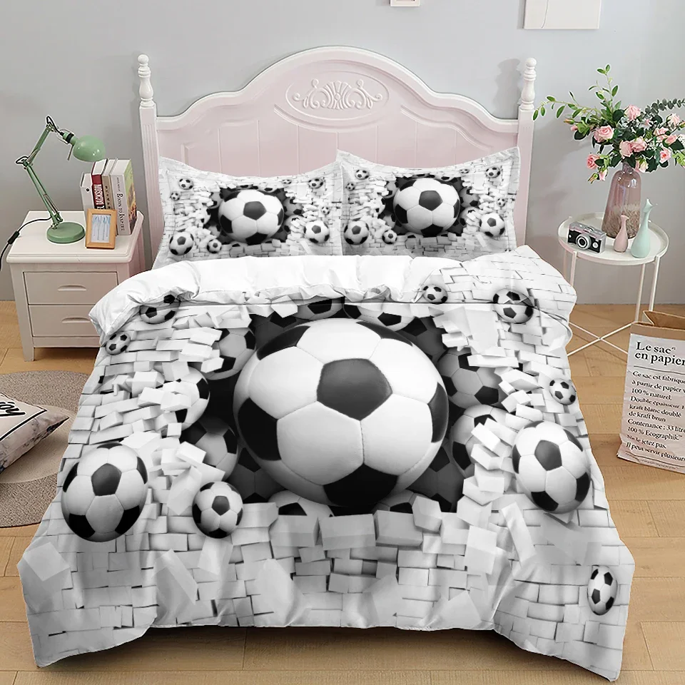 

Football Duvet Cover Set 3D Soccer Printed Boys Teens Bedding Set Sports Theme Double Queen King Size 2/3pcs Comforter Cover