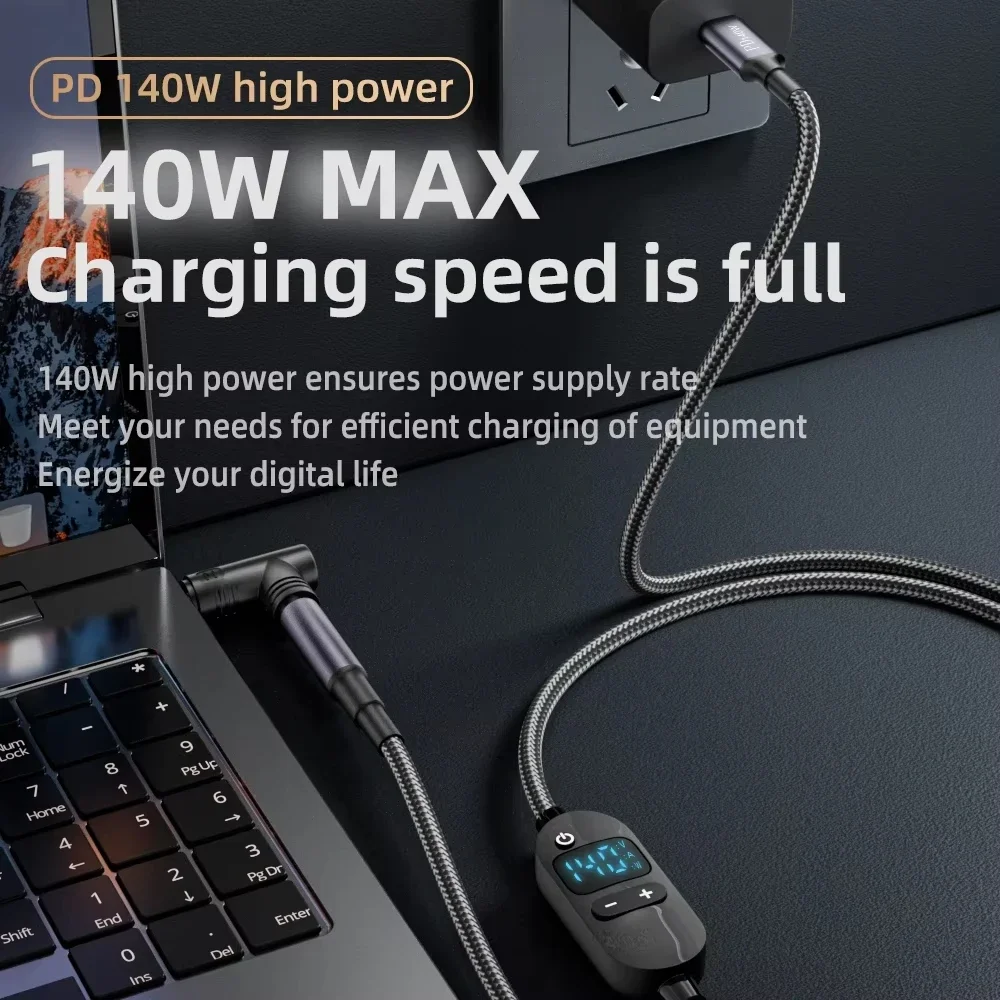 140W USB-C to DC Power Cable with Digital Display Type C to 5V 9V 12V 15V 20V 28V Adjustable Voltage Adapter Connector Cable view 2