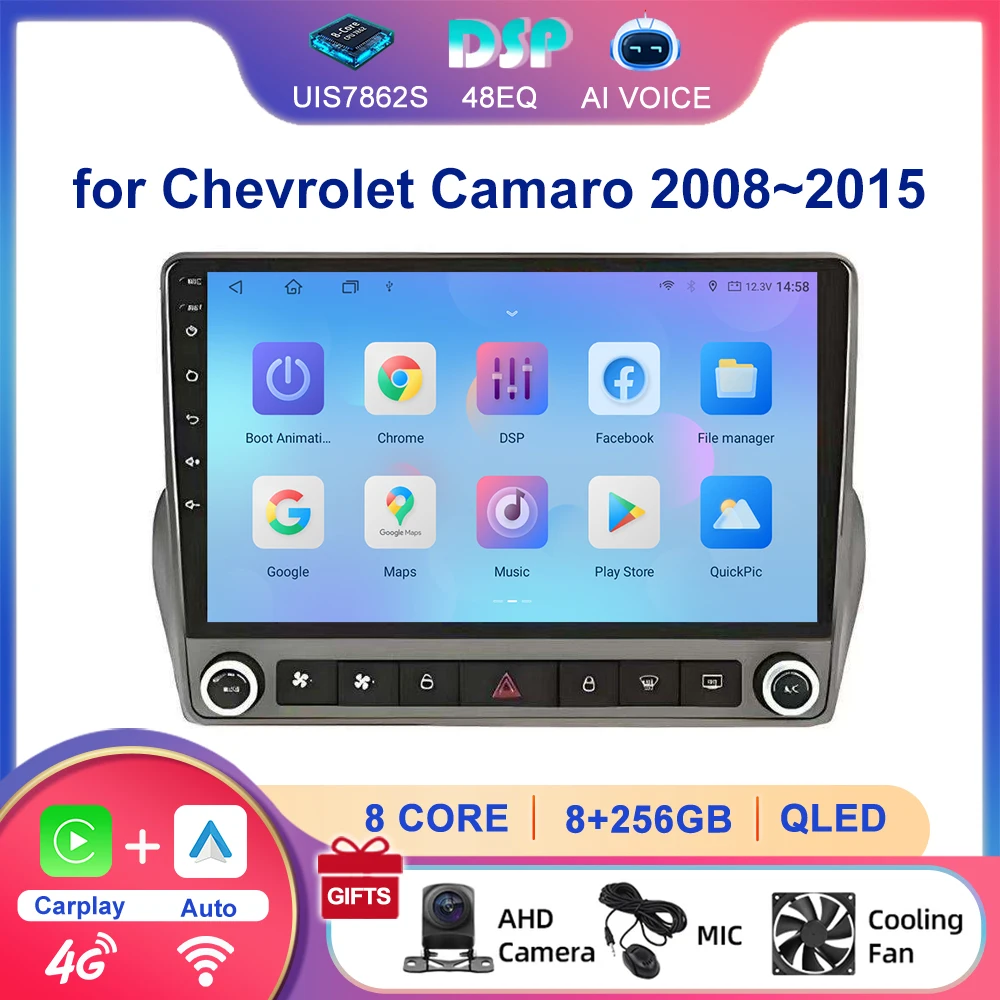 9 Inch GPS Navigation DSP RDS Android Radio Car Player Stereo Multimedia for Chevrolet Camaro 2008~2015 With Carplay