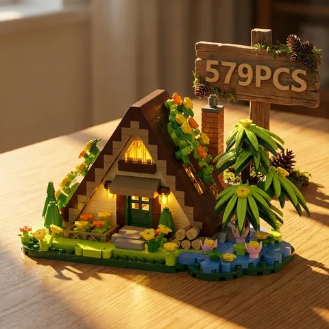 479-teiliges Waldhütten-Mini-Bausteinset Stadtansicht Gewächshaus Windmühle Baumhaus DIY-Modell Geburtstagsgeschenk