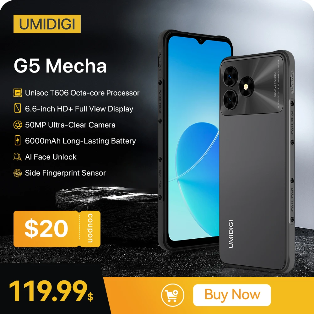 UMIDIGI G5 Mechaสมาร์ทโฟน,Android 13,6.6 "HD + หน้าจอ,8GB 128GB,กล้อง50MP,6000MAh 90Hzโทรศัพท์มือถือ