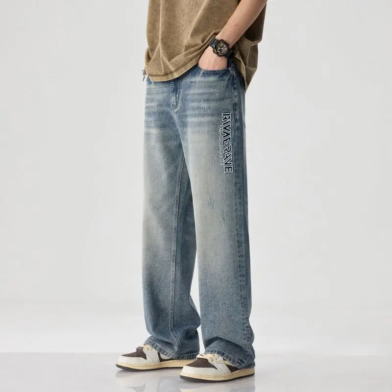 

2025 мужские новые хлопковые брюки, мужские летние повседневные прямые удобные брюки, легкие эластичные джинсы