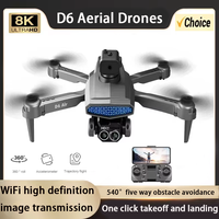 New D6 Air Drone Rc 8K HD Professional Dual Camera Five-Sided Obstacle Avoidance Optical Flow ESC Foldable Quadcopter Toys Gifts