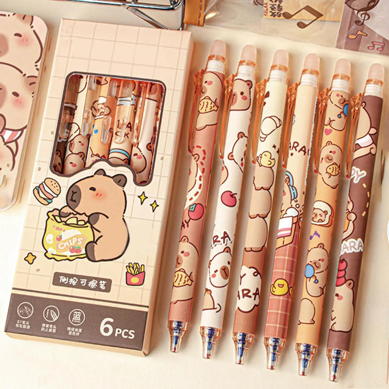 Löschbare Gelstifte mit Cartoon-Tiermuster, einziehbarer Gelstift, 0,5 mm, feine Spitze, Schreibwaren-Set, Schüler- und Schulbedarf für zu Hause