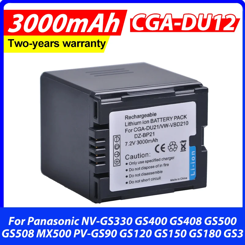 Batería CGA-DU12 CGA-DU14 VW-VBD140 DU14 DU21 para Panasonic NV-GS330 GS400 GS408 GS500 GS508 MX500 PV-GS90 GS120 GS150 GS180 GS3