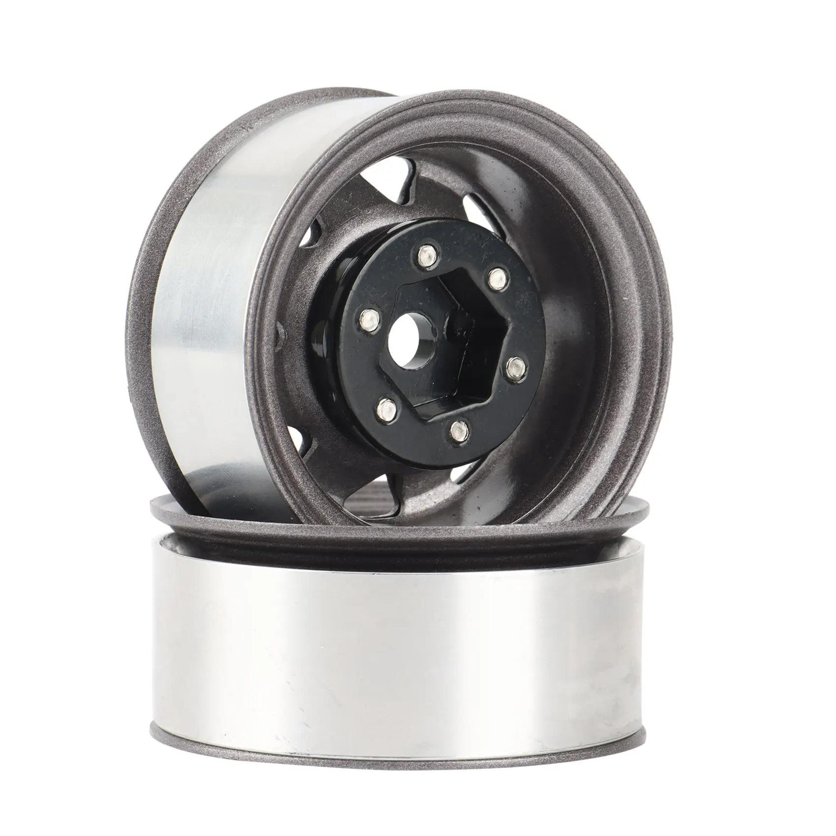 B49B-4PCS 1.55 Roda de Metal Beadlock para Carro RC Crawler 1/10 Axial Yeti Jr 90069 RC4WD D90 TF2 Tamiya CC01 LC70 MST