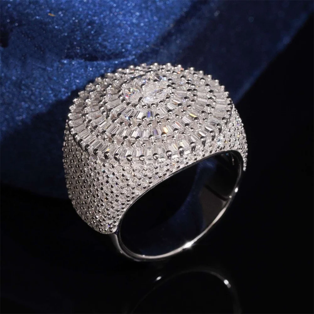 Blingminer Iced Out Ring Hip Hop VVS Moissanite Rings For Men S925 Silver Finger Jewelry Pass Diamonds Tester Free Shipping