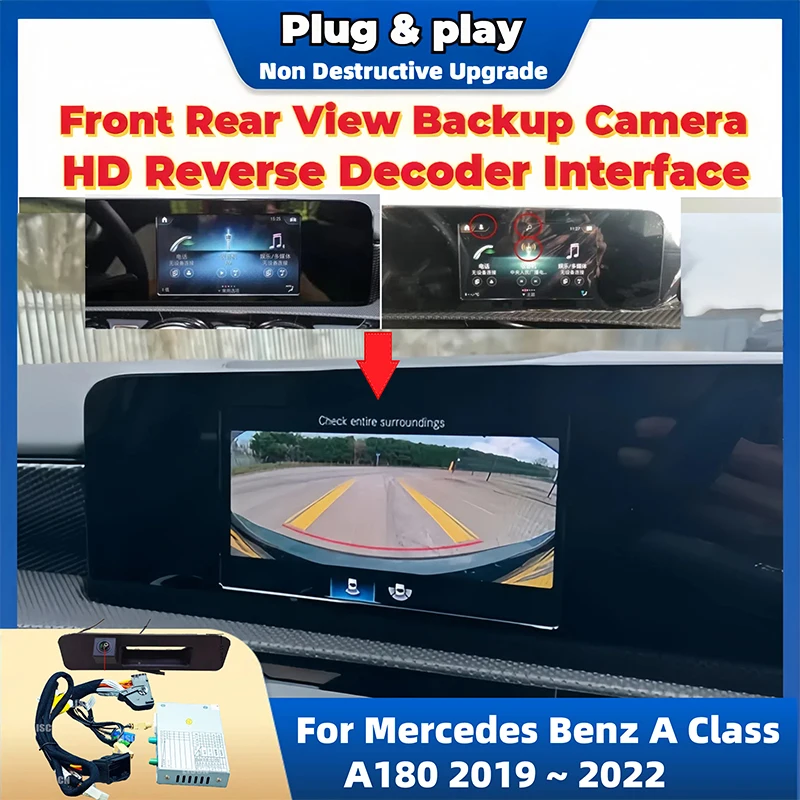 HD Front Rear Backup Camera For Mercedes Benz A Class A180 2019~2022 OEM Screen Parking Aid Reverse Camera plug&play  for 7-inch