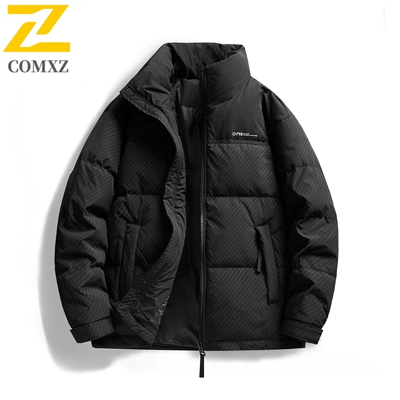 COMXZ Classic Male Parker Splicing Stand Collar Outdoor Hiking Windproof Coat Leisure Travel Cold Protection Winter Garment