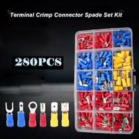 280pcs Female Male Crimp Spade Terminal insulated Electrical Wire Cable Connector Kit Butt Ring Fork Crimping Tools Assorted