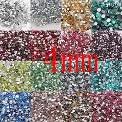 1000 adet 4mm 25 renkler yuvarlak reçine Flatback Rhinestones DIY Nail Art takı süslemeleri