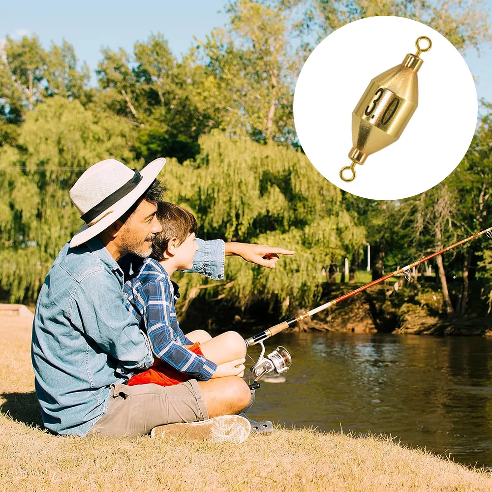 

2pcs Brass Sinker Fishing Tackle Accessories Anti-Corrision 360 Degree Rotation Two Swivels Copper Weight Down Sinker Incline