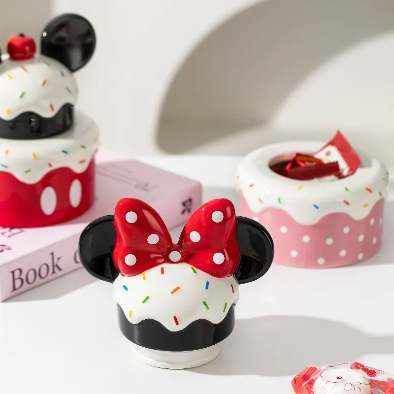 ชุดของขวัญกระปุกเซรามิกเก็บขนมลายการ์ตูนดิสนีย์ มิกกี้ มินนี่ ดีไซน์สวยงาม พร้อมฝาปิดสนิท สำหรับขายส่ง