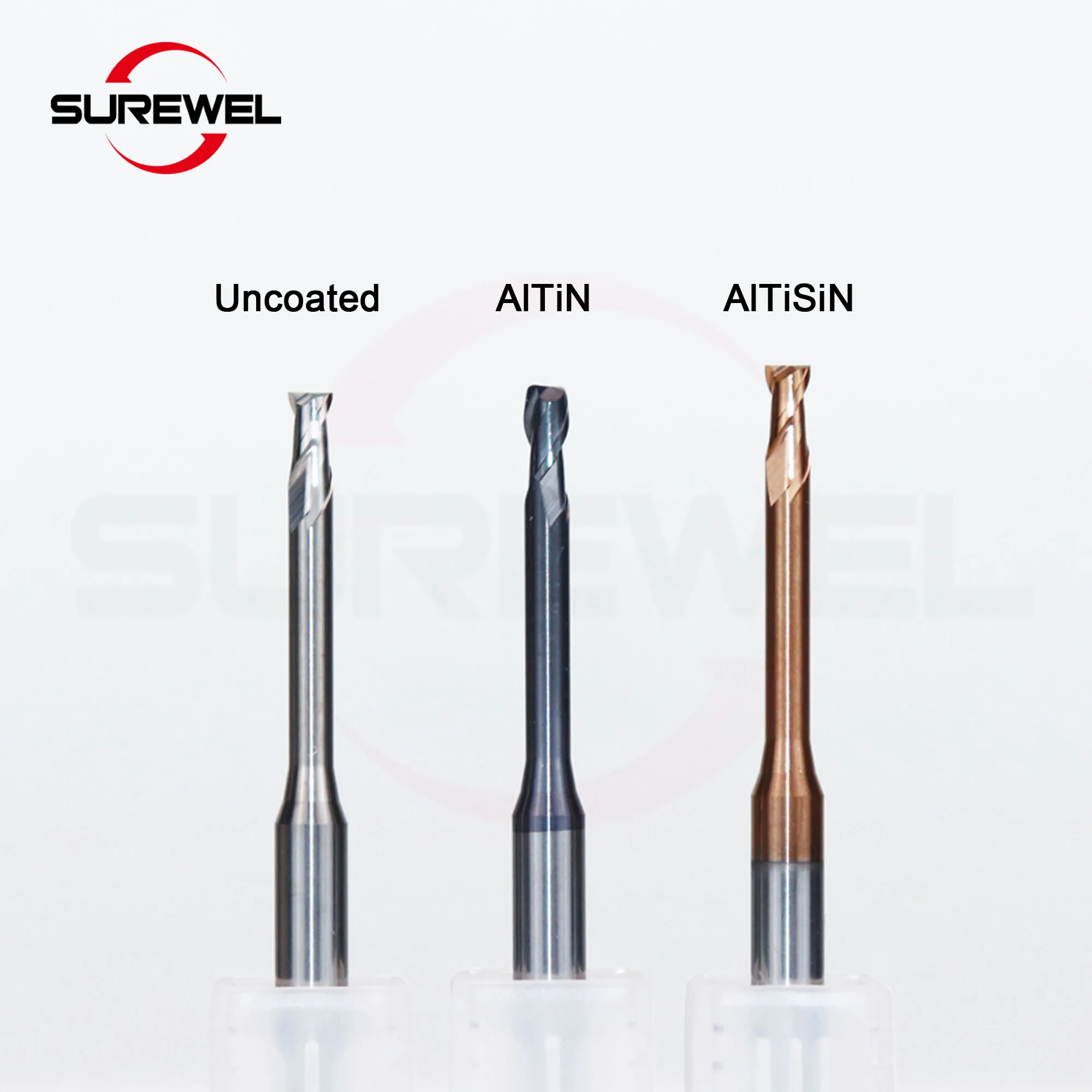 SUREWEL HRC60 Solid Carbide Cutter Long Neck Micro End Mill 0.8mm~1.4mm for Aluminum Alloy Copper Stainless Steel CNC Machining