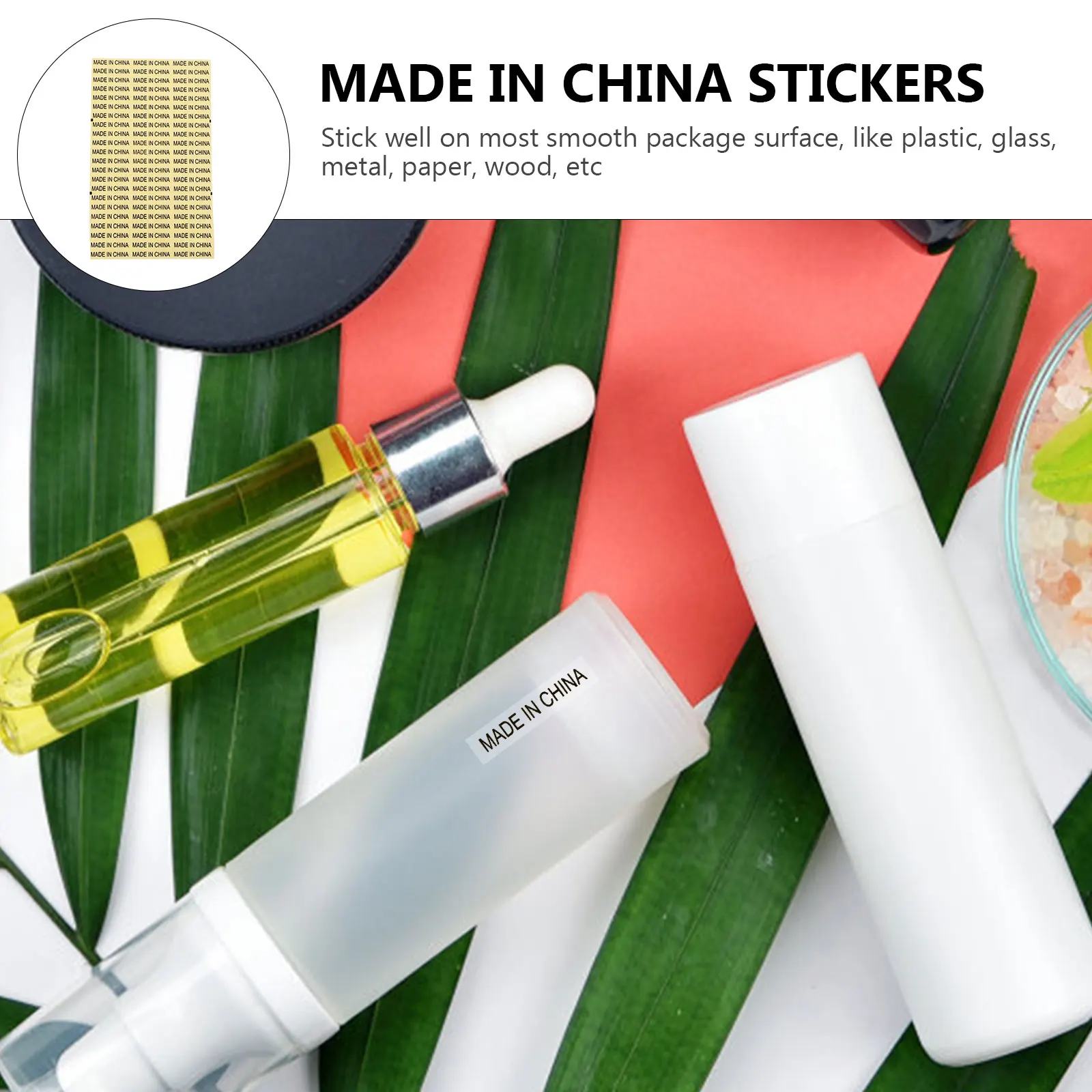 

4000pcs Transparent Black Text Waterproof Self Adhesive Labels For China Origin Country Retail Packaging