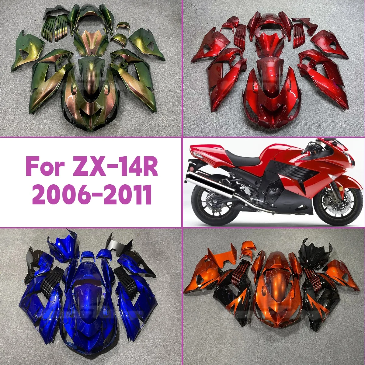 

Injection Fairings 2006-2011 ZX-14R Motorcycle Complete Bodywork Fairing Kit Cover For 06-11 Kawasaki ZX 14R