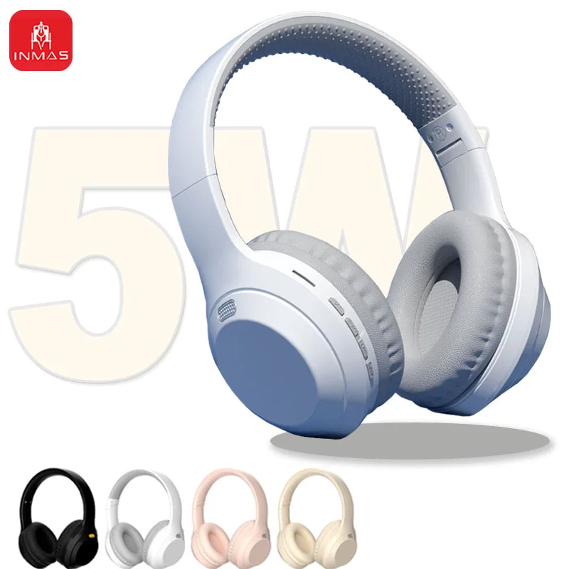 

INMAS 5W Wireless Headphones Bluetooth5.3 Earphones Foldable Earbuds 40mm Driver Game Music Over Ear Stereo Headset With Mic