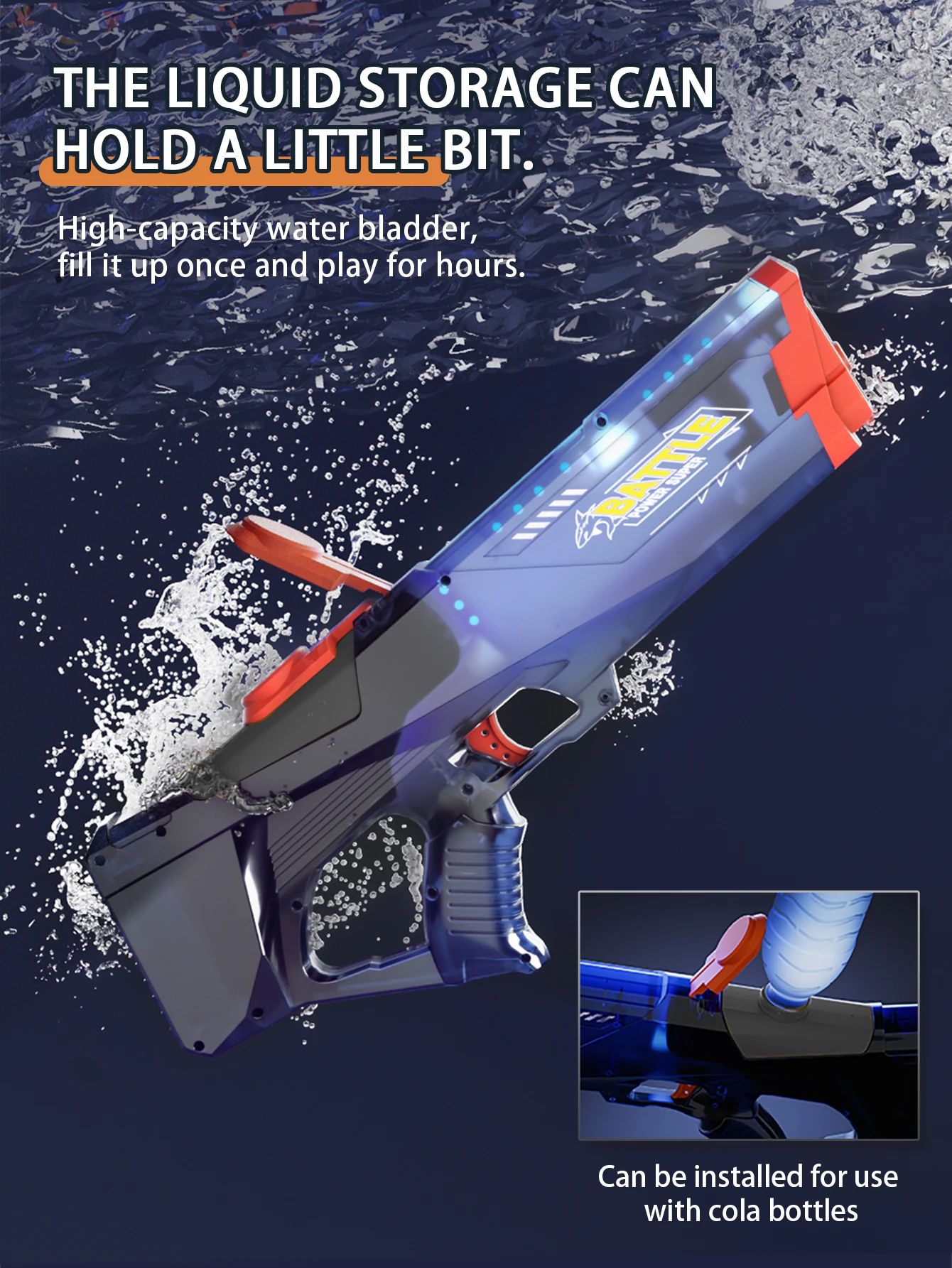 Juguete eléctrico continuo para pistola de agua para niños, tanque de almacenamiento de agua de gran capacidad, juguete para jugar en el agua en la playa