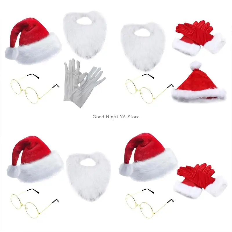 

Santa Clauses Costume Christmas Deluxe Santa Suit False Beard Santa Hats,Glasses