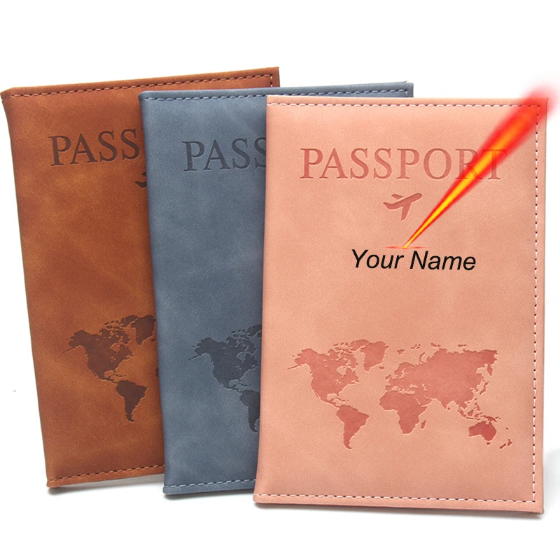 Custom Name on Passport Cover Travel Wallet  Passport Holder Laser Engarved Name Case for Passports