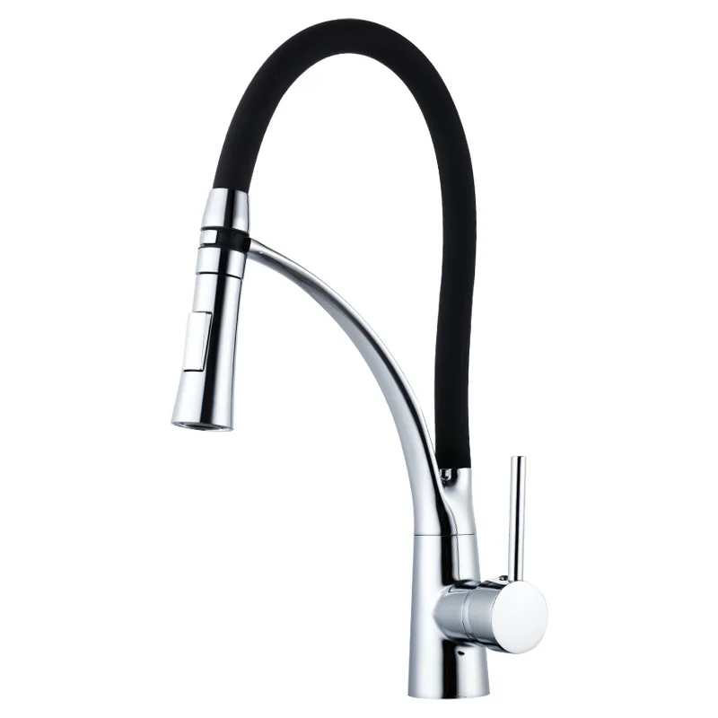 

Kitchen pull-out hot and cold faucet washbasin all-copper retractable rotating washbasin sink