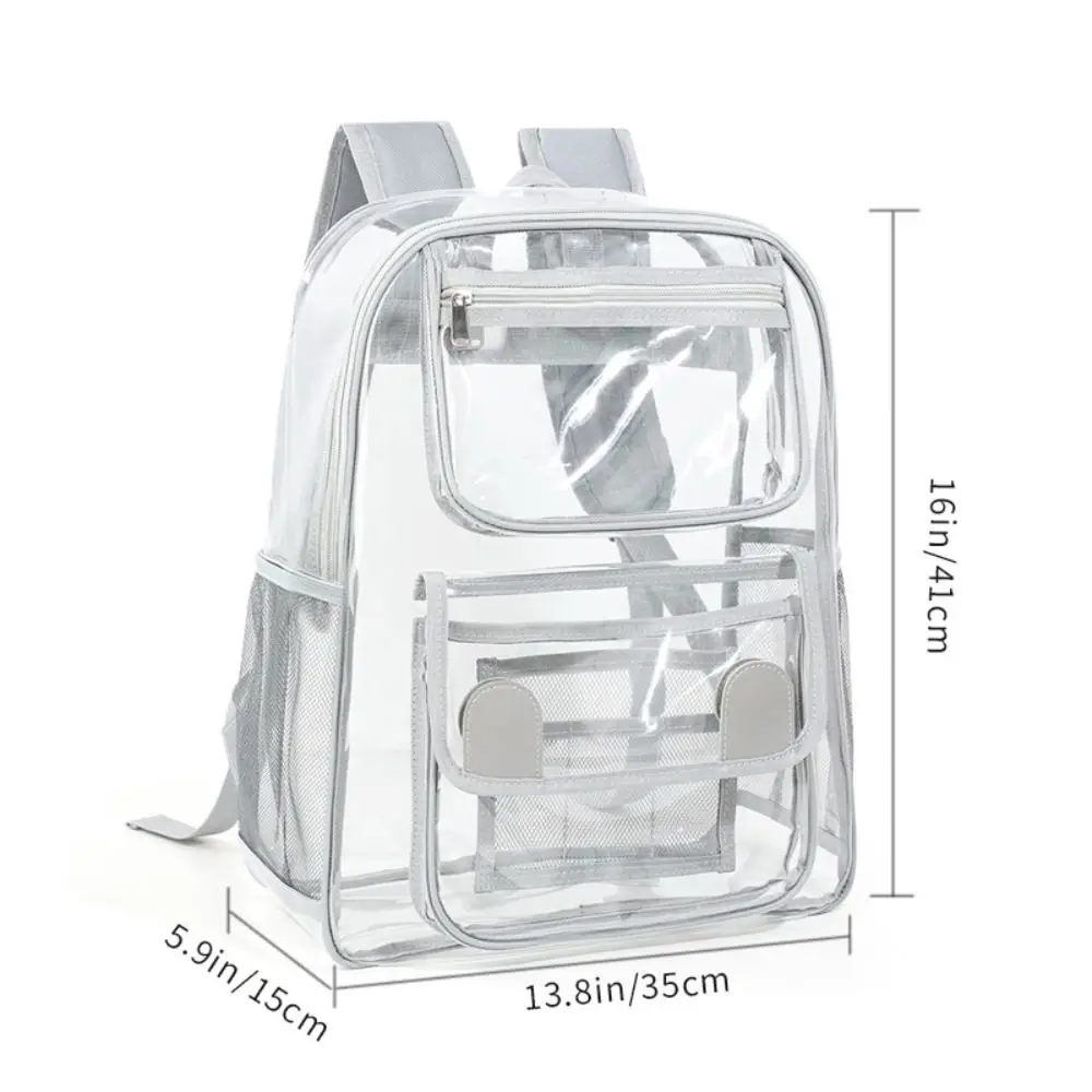 Casual Large Capacity Transparent Backpack Waterproof Portable PVC Backpack Visible Knapsack Students School Bag Fitness