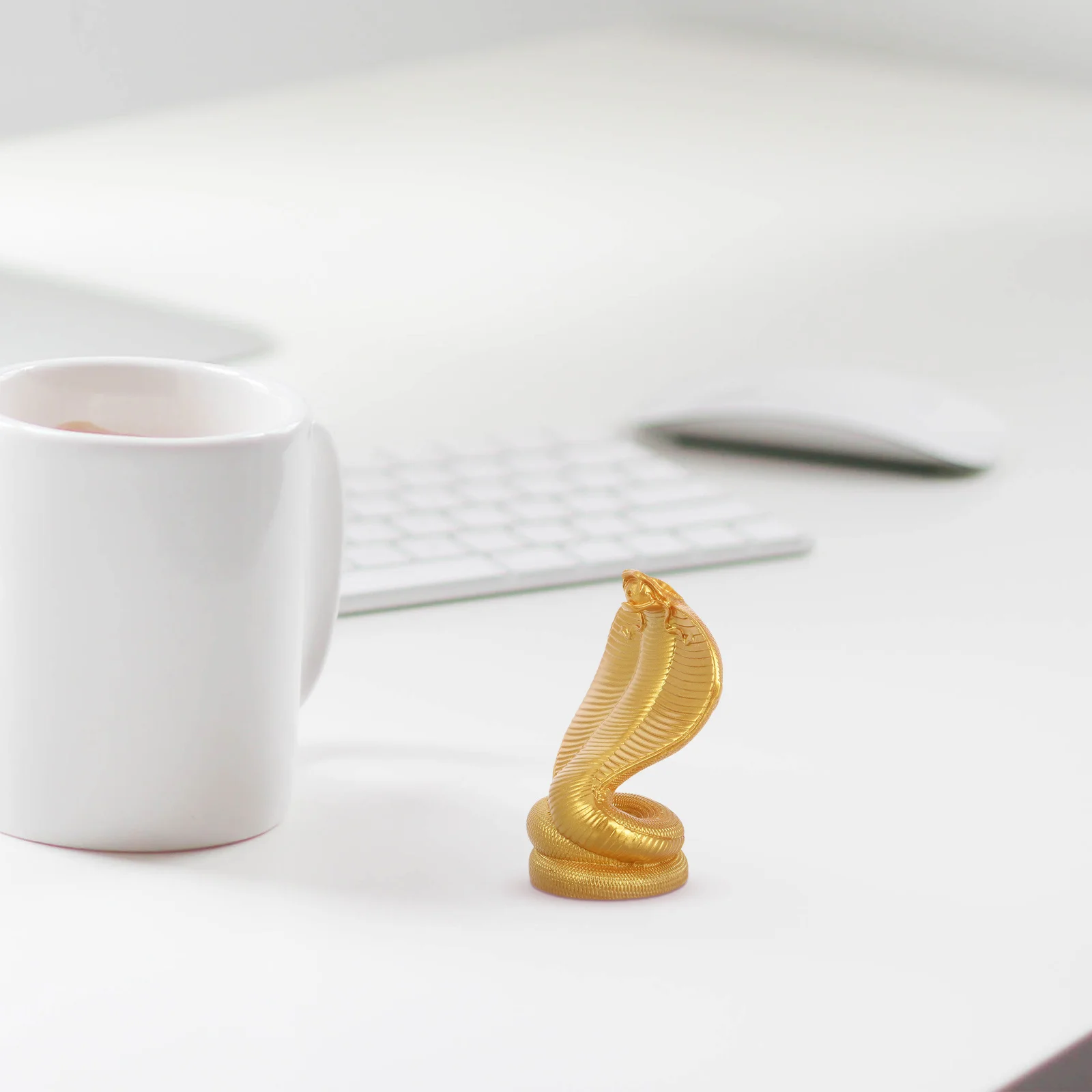 

Chinese Zodiac Snake Sculpture Gold Resin Miniature Office Desktop Ornament Year of The Snake Positive Energy Home Accent