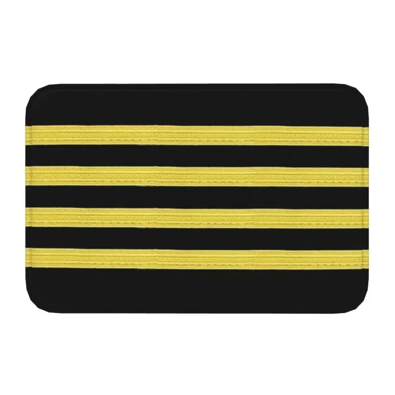 

Captain Pilot Four Stripes Floor Door Kitchen Bathroom Mats Anti-Slip Indoor Fighter Doormat Garage Entrance Carpet Rug