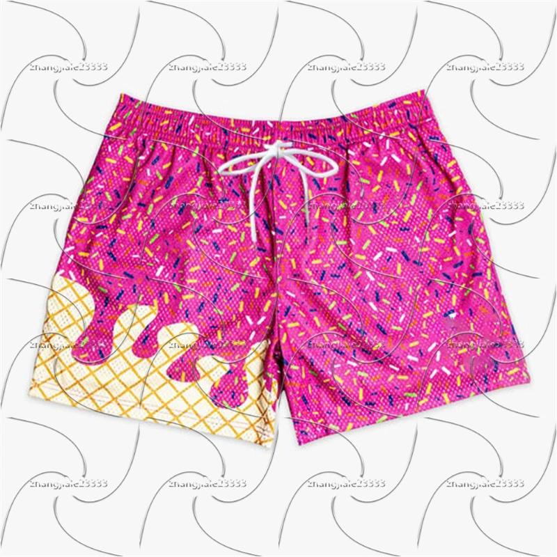 2026 شورت شاطئ كاجوال جديد مطبوع ثلاثي الأبعاد، شورت كرة القدم، شورت رجالي غير رسمي منزلي عصري، نمط لطيف، شورت.
