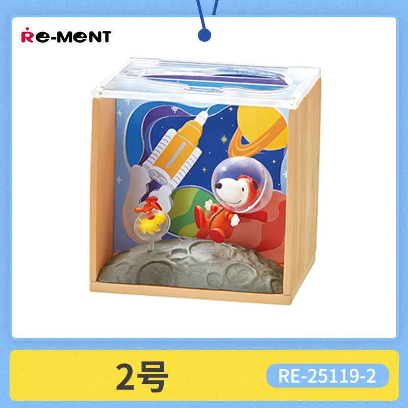 Nuovo Re-Ment Snoopy Scenery Box Action Figure Casa da gioco in miniatura Scatola cieca Ornamento Modello da collezione Compleanno Regalo di Natale