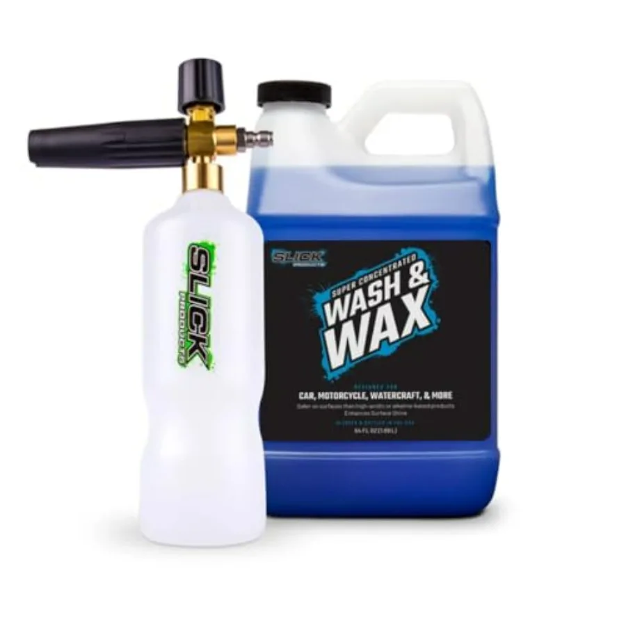 

Slick Products Wax Wash Plus Foam Sprayer Cannon Cleaner Bundle - 64 Ounce Super Concentrated Car Wash Soap for Cleaning Vehicl