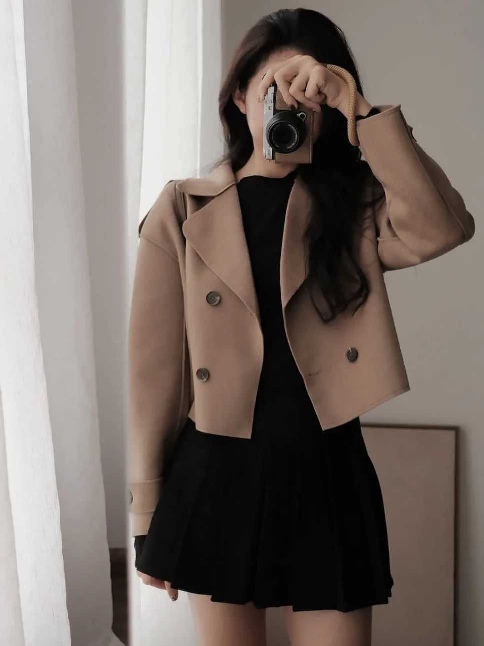 Retro duplo breasted ort casaco feminino chique tamanho pequeno camurça falsa veludo jaet gola alta coreano sle solto ajuste inverno