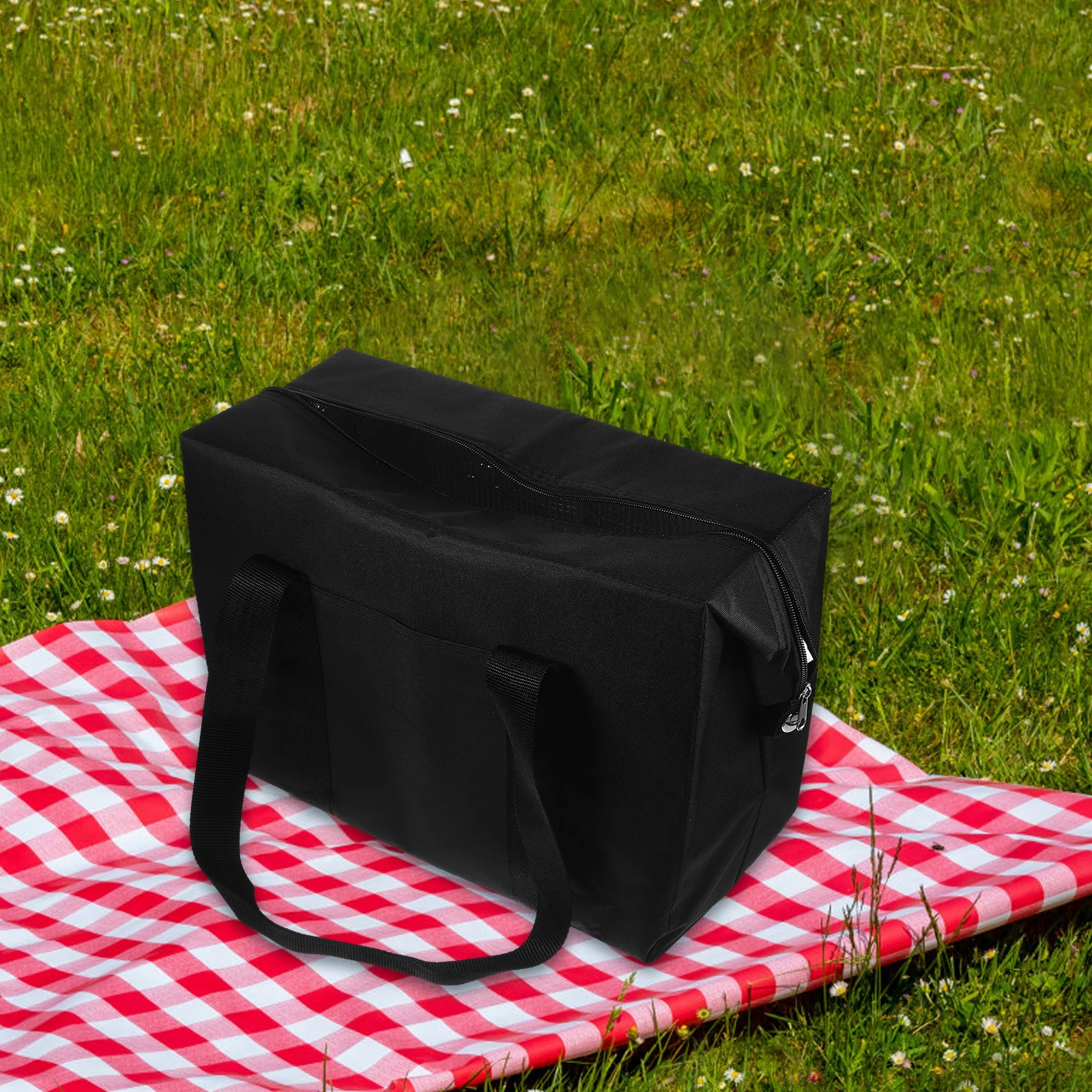 

Insulated Food Large Capacity Grocery Carrier Thermal Cooler Bag For Picnics Camping Portable Lunch Bag Zipper Closure Reusable
