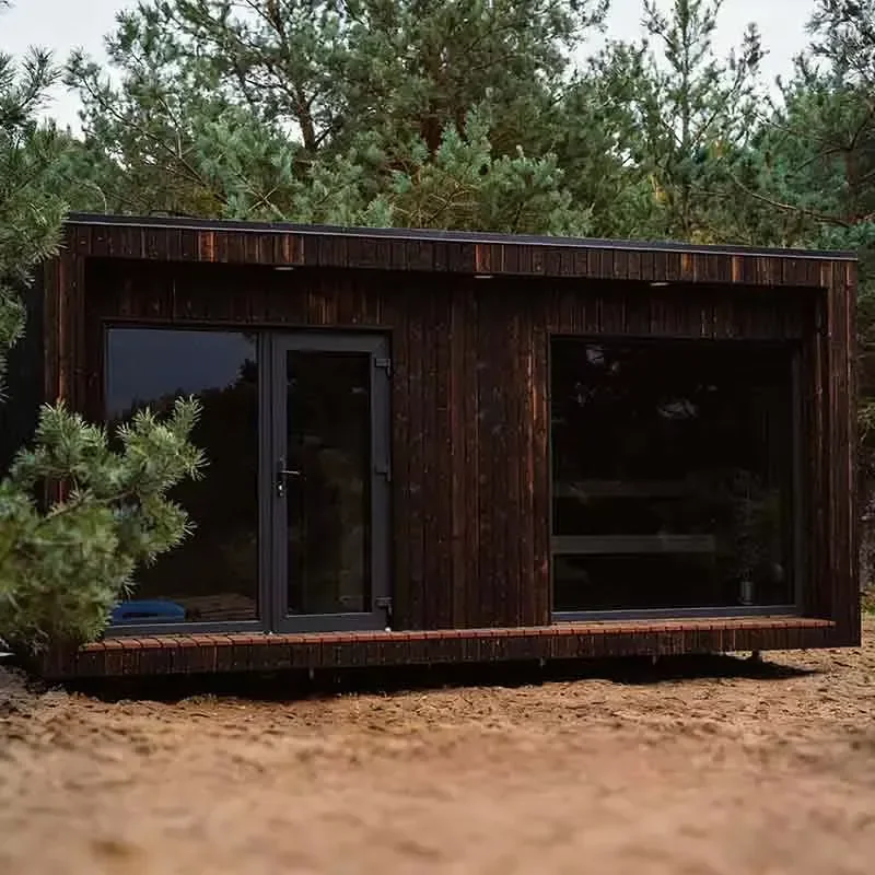 Beautiful outdoor square sauna with full view for 4 people Modern garden sauna with Bluetooth music spa cabin