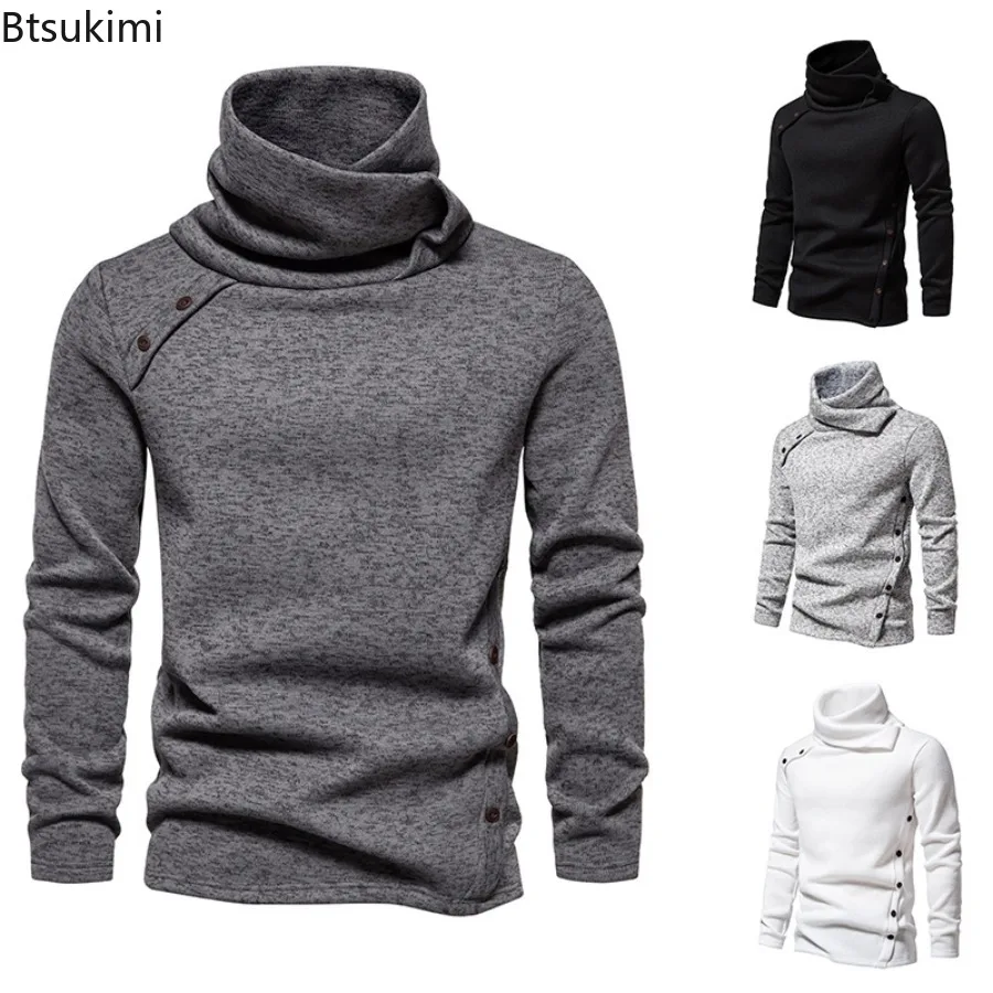 New 2024 Men's Thick Warm Sweaters Vintage Trend Knit Pullovers Man Turtleneck Sweater Soft Casual Knitwear Sweater for Men Tops