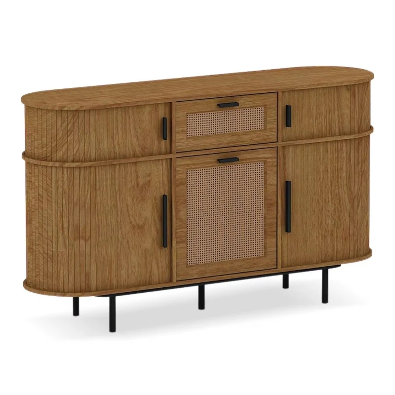 Wooden Cutlery with Rattan Decoration Living and Dining Room Lockers
