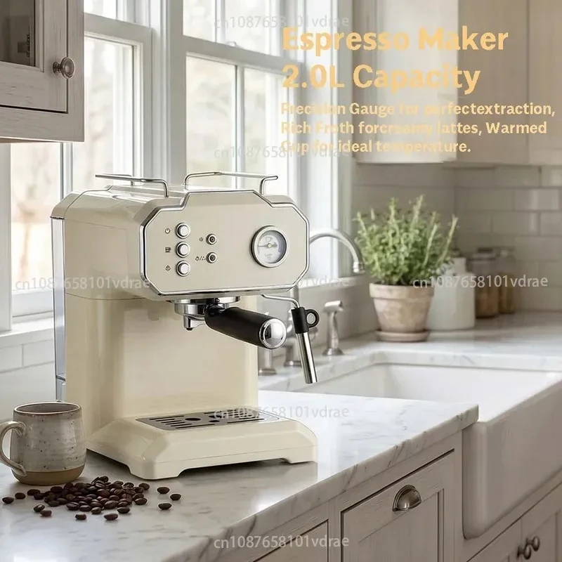 Export Italian Coffee Machine Household 2.0L Water Tank High Pressure Steam Extraction Milk Foam 850W