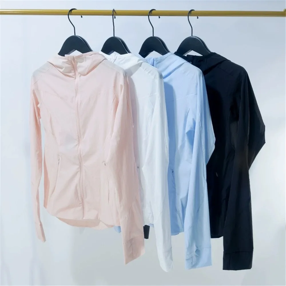 

Summer lightweight women's sun protection suit UV illuminated long-sleeved hoodie zipper outdoor cycling jogging sports jacket