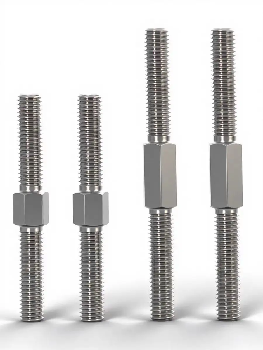 2pcs 304 Stainless Steel Outer Hexagon Left and Right Thread Dual Head Threaded Bar Double End Thread Rod Stud Bolt M6 M8