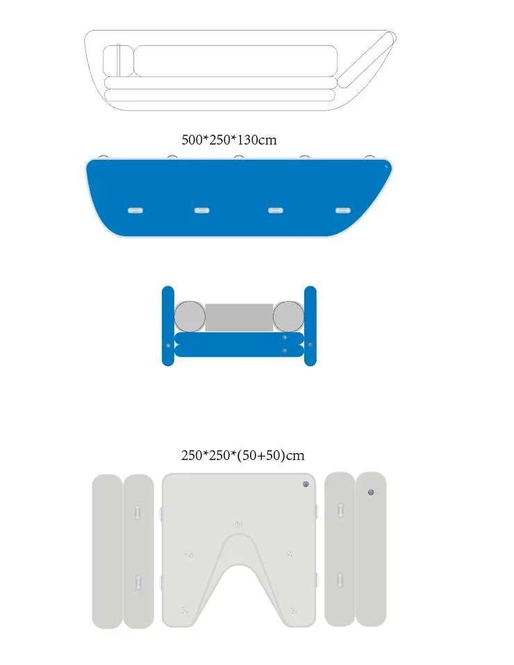 قارب كاتاماران مائي قابل للنفخ تتسع لـ 6-8 أشخاص، قاعدة عائمة لحفلات جزيرة الحوامات #5