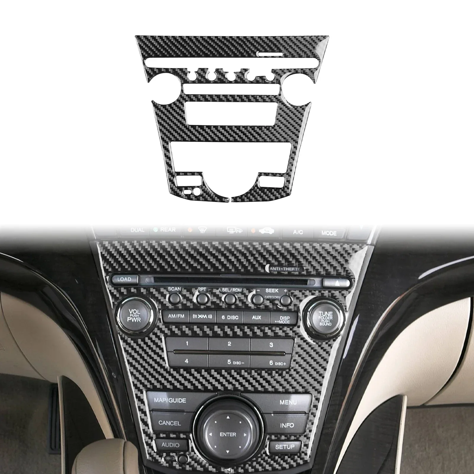 

For Honda Acura DMX 2007—2013 Carbon Fiber Car Accessories Central Console Panel Cover Trim Sticker Interior Modification Type C