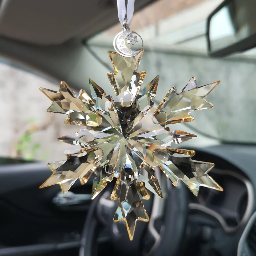 2022 Crystal Snow Car Hanging Water Lily Frozen Car Pendant Car Interior Ornaments Car Decorations Car Accessories Interior