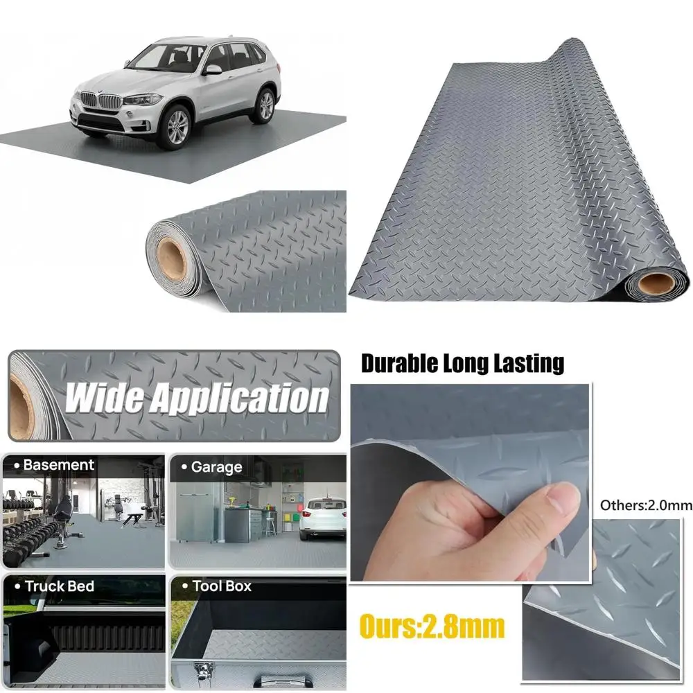 

Thick PVC Garage Floor Mat, Heavy-Duty Waterproof Non-Slip Protection for Vehicles, 1ft x 39ft Grey